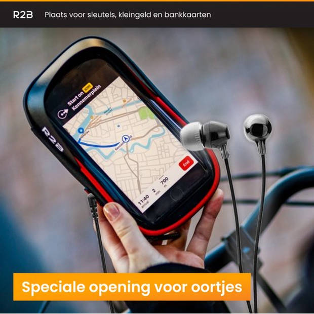 R2B Telefoonhouder Fiets Waterdicht - 360 Graden Rotatie - Zwart/Rood - Gsm Houder Fiets- Ook voor scooter & motor