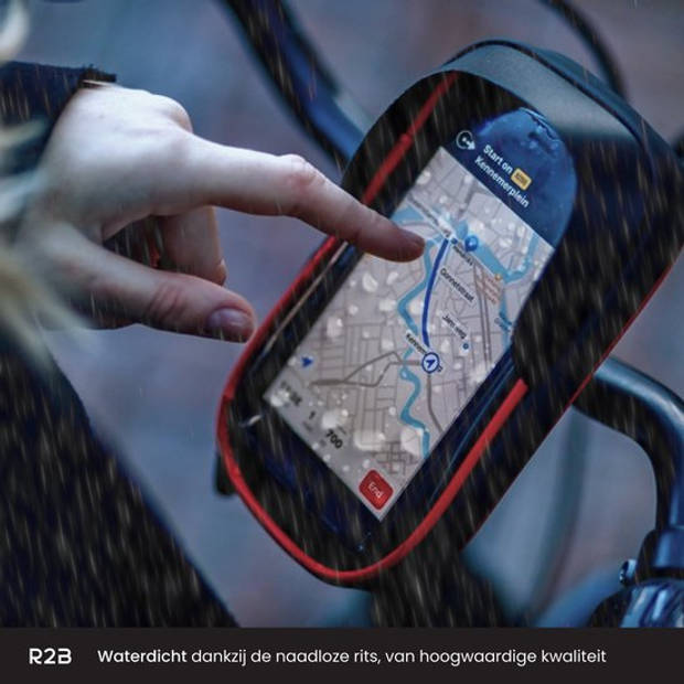 R2B Telefoonhouder Fiets Waterdicht - 360 Graden Rotatie - Zwart/Rood - Gsm Houder Fiets- Ook voor scooter & motor