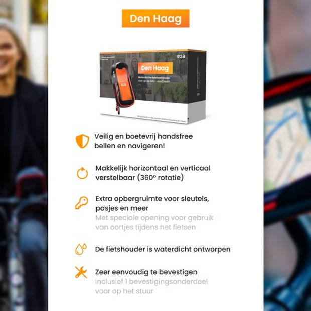 R2B Telefoonhouder Fiets Waterdicht - 360 Graden Rotatie - Zwart/Rood - Gsm Houder Fiets- Ook voor scooter & motor