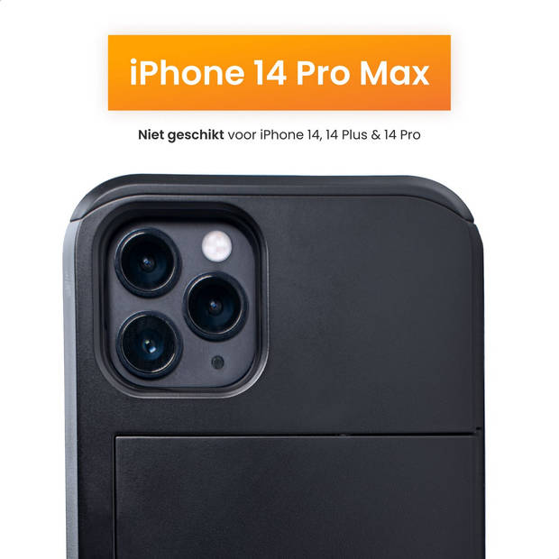 R2B hoesje met pasjeshouder geschikt voor iPhone 14 Pro Max - Model "Utrecht" - Inclusief screenprotector - Zwart