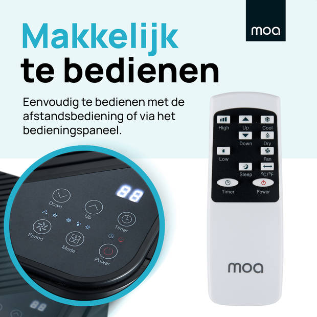 MOA Mobiele Airco - 9000 BTU - Airconditioning - Geschikt voor Ontvochtiging - Zwart - A010B