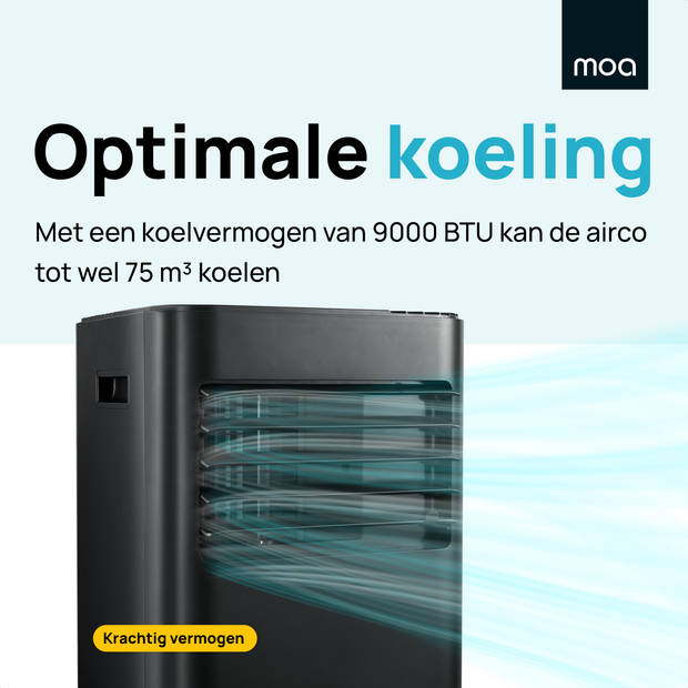 MOA Mobiele Airco - 9000 BTU - Airconditioning - Geschikt voor Ontvochtiging - Zwart - A010B