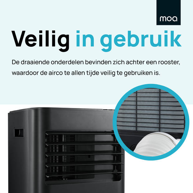 MOA Mobiele Airco - 9000 BTU - Airconditioning - Geschikt voor Ontvochtiging - Zwart - A010B