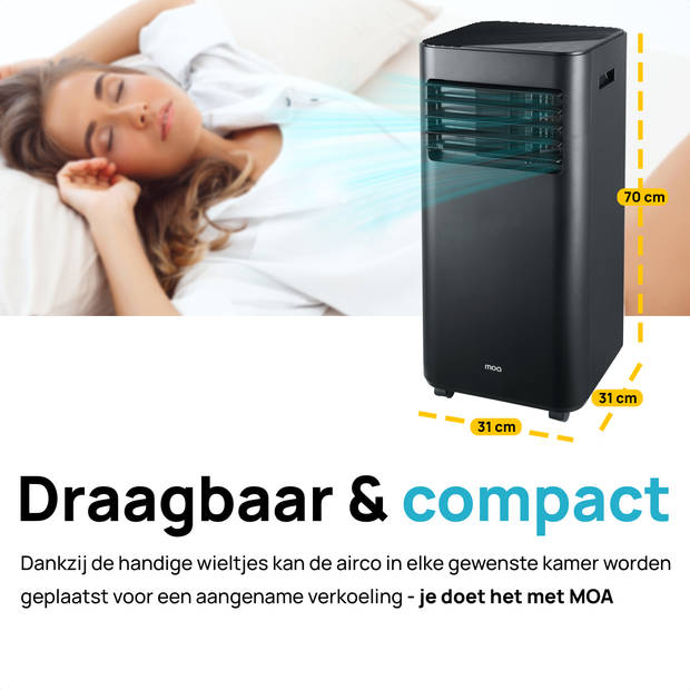 MOA Mobiele Airco - 9000 BTU - Airconditioning - Geschikt voor Ontvochtiging - Zwart - A010B