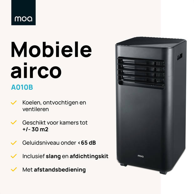 MOA Mobiele Airco - 9000 BTU - Airconditioning - Geschikt voor Ontvochtiging - Zwart - A010B