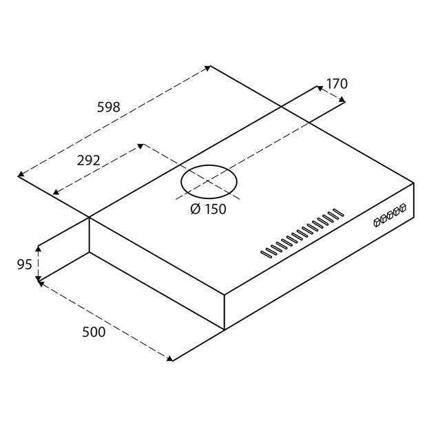 Inventum AKO6015ZWA - Onderbouw afzuigkap - 60 cm - Zwart