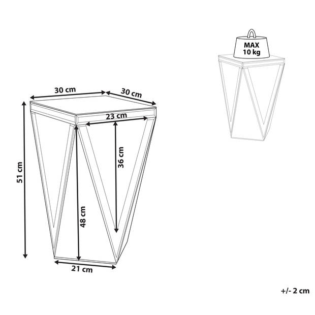 Beliani LUXEY - Bijzettafel-Zilver-Glas