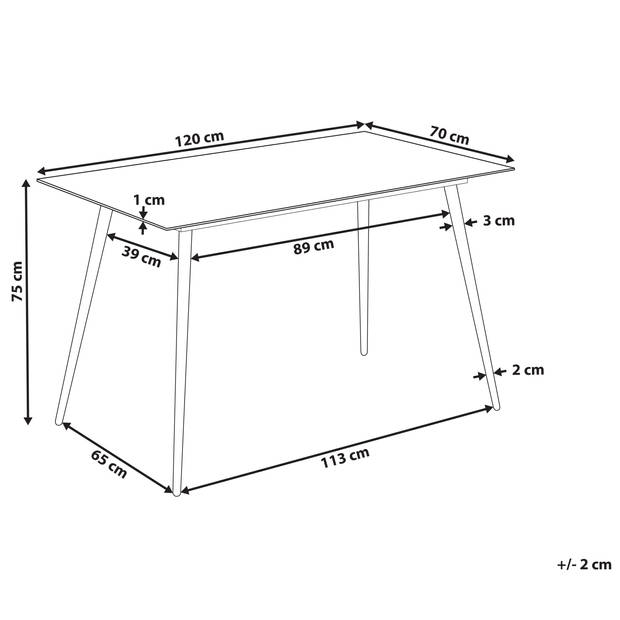 Beliani MULGA - Eettafel-Wit-Veiligheidsglas