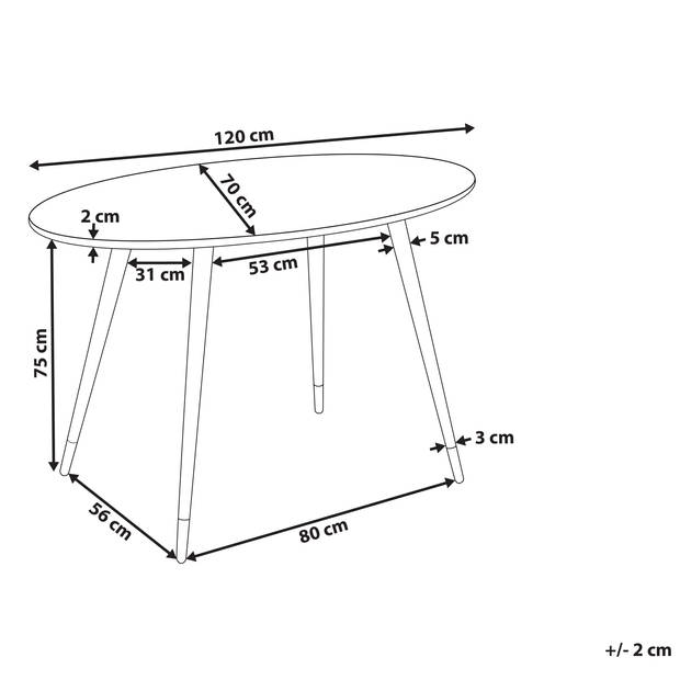 Beliani GUTIERE - Eettafel-Wit-MDF