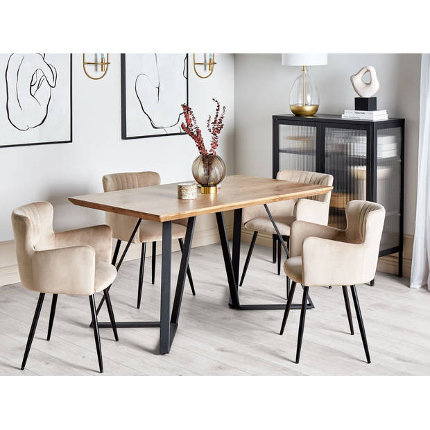 Beliani UPTON - Eettafel-Lichte houtkleur-MDF