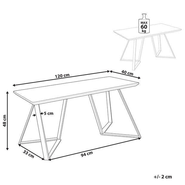 Beliani UPTON - Hocker-Lichte houtkleur-MDF, Metaal