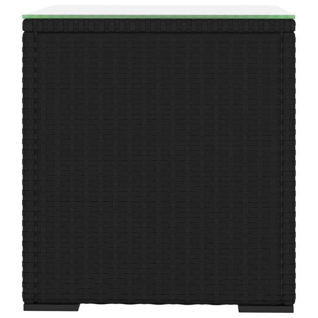 vidaXL Bijzettafel 40x37x40,5 cm poly rattan en gehard glas zwart