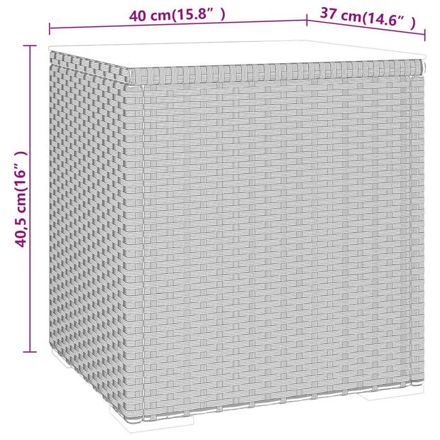 vidaXL Bijzettafel 40x37x40,5 cm poly rattan en gehard glas zwart