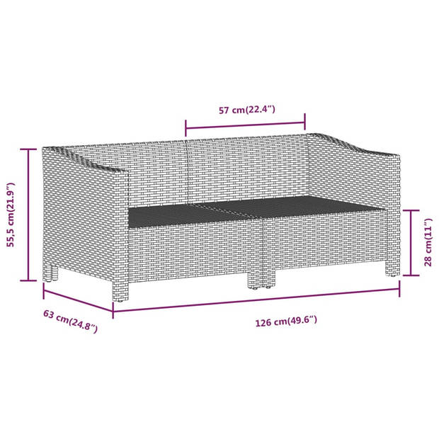 vidaXL 6-delige Loungeset met kussens poly rattan grijs