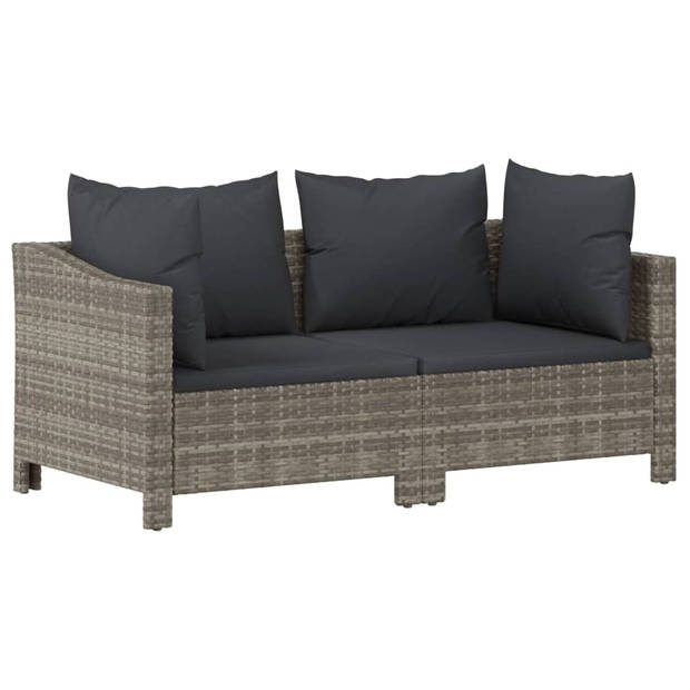 The Living Store Loungeset - - Tuinmeubelen - 63 x 63 x 55.5 cm - Grijs PE-rattan