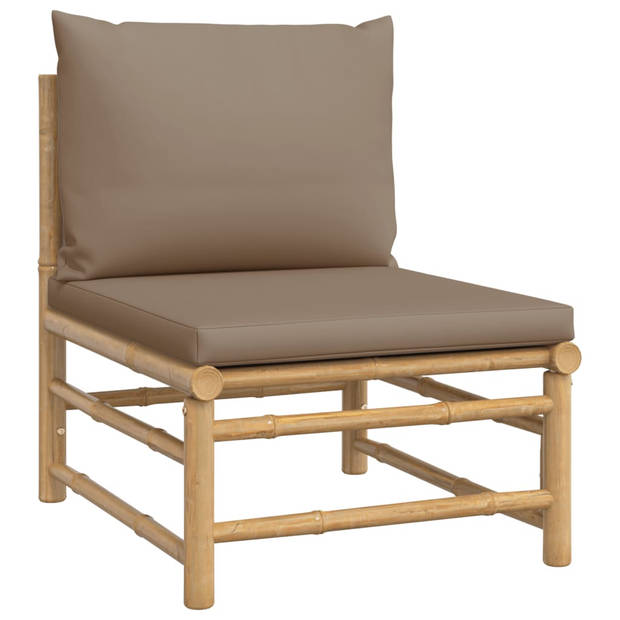 vidaXL 2-delige Loungeset met kussens bamboe taupe