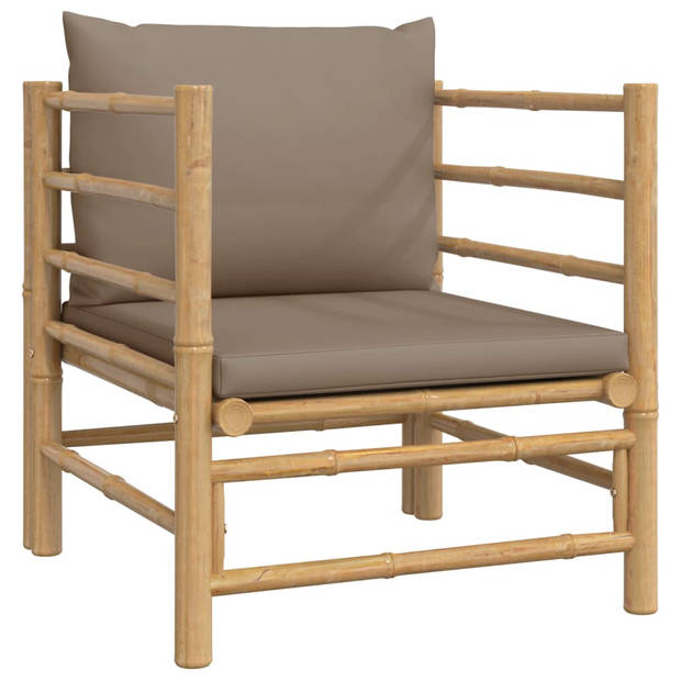 vidaXL 12-delige Loungeset met kussens bamboe taupe