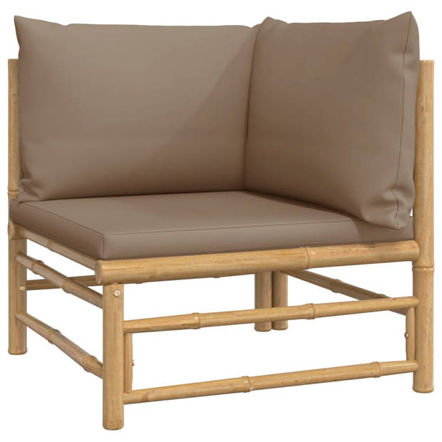 vidaXL 6-delige Loungeset met kussens bamboe taupe