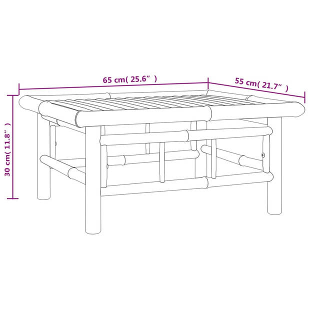 The Living Store Loungeset Bamboe - 8-delige modulaire tuinset - Comfortabele zitervaring - Praktische tafel -