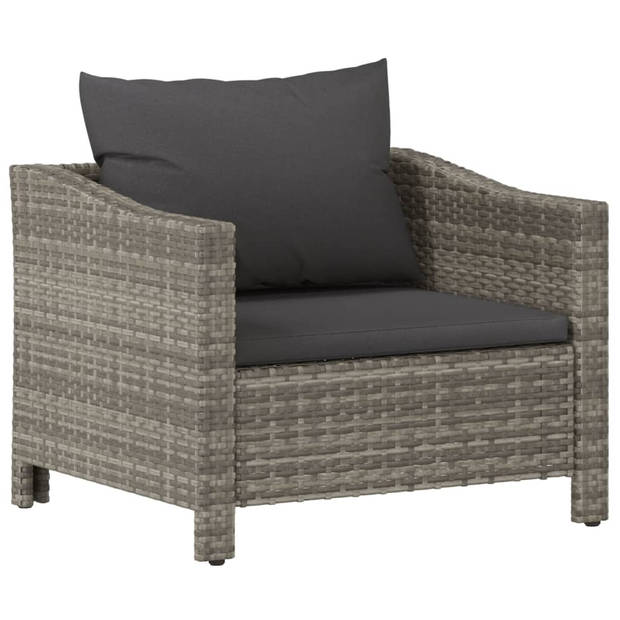 vidaXL 6-delige Loungeset met kussens poly rattan grijs