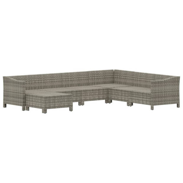 vidaXL 7-delige Loungeset met kussens poly rattan grijs