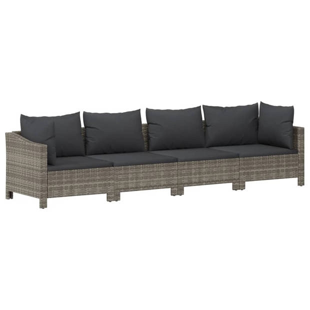 vidaXL 10-delige Loungeset met kussens poly rattan grijs