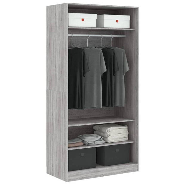 The Living Store Kledingkast - Kledingkast - 100x50x200 cm - Grijs sonoma eiken