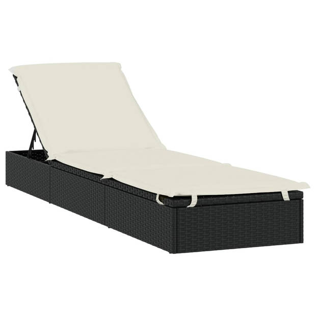 vidaXL Ligbed met rond dak 211x57x140 cm poly rattan zwart