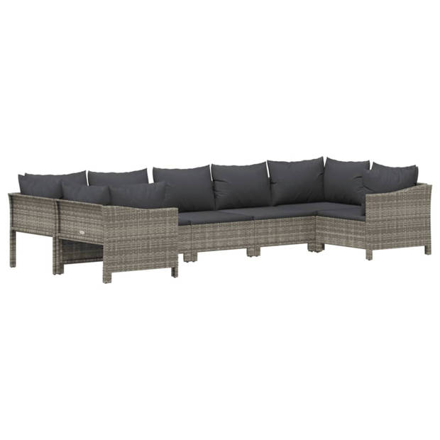 vidaXL 7-delige Loungeset met kussens poly rattan grijs