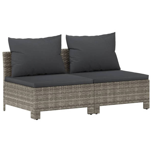 vidaXL 8-delige Loungeset met kussens poly rattan grijs