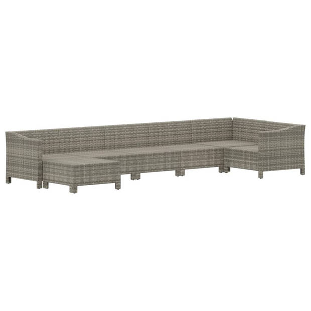 vidaXL 7-delige Loungeset met kussens poly rattan grijs