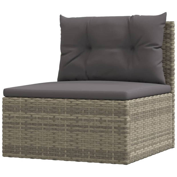 vidaXL 6-delige Loungeset met kussens poly rattan grijs