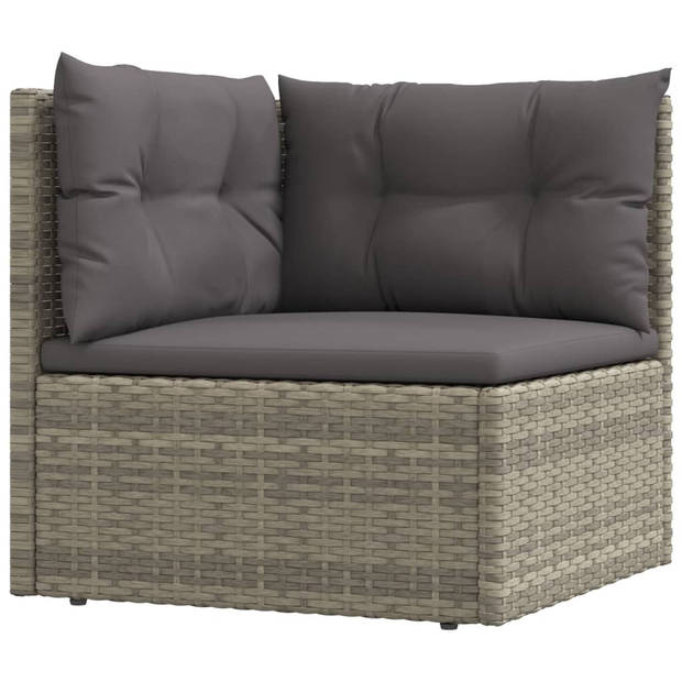 vidaXL 6-delige Loungeset met kussens poly rattan grijs