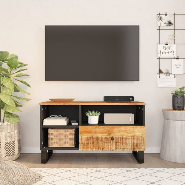 The Living Store TV-meubel Urban - Massief mangohout - 80 x 33 x 46 cm - Opbergruimte - Stabiele poten