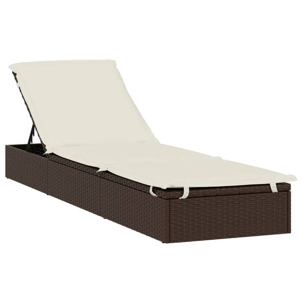 vidaXL Ligbed met rond dak 211x57x140 cm poly rattan bruin