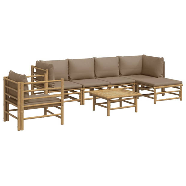 vidaXL 7-delige Loungeset met kussens bamboe taupe