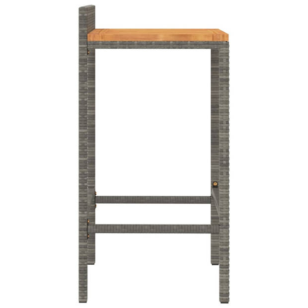 The Living Store Barkrukken Poly Rattan - 40 x 44 x 86 cm - Grijs