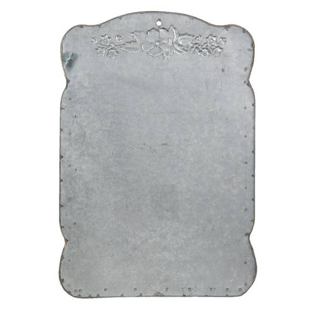HAES DECO - Brievenbus vintage grijs metaal met bloemen en tekst "POST COURIER", formaat 26x8x39 cm