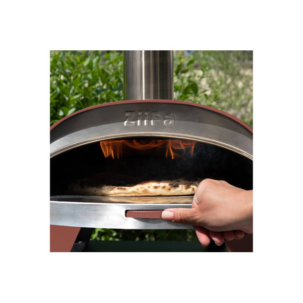 ZiiPa Pizza Oven Piana - Houtgestookt - met Thermometer - Terracotta - voor ø 30 cm pizza's - Roterende pizzasteen