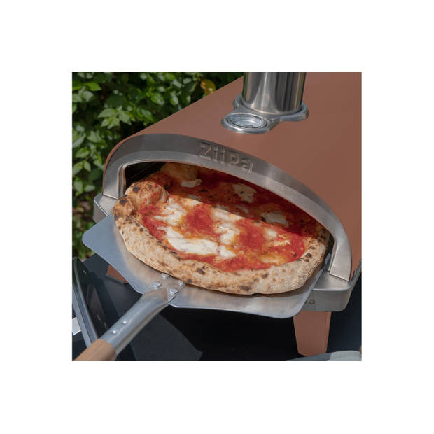 ZiiPa Pizza Oven Piana - Houtgestookt - met Thermometer - Terracotta - voor ø 30 cm pizza's - Roterende pizzasteen