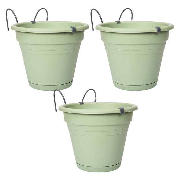 3 X Hangpot Kunststof Tuin Balkon Bloempot Relingpot Met