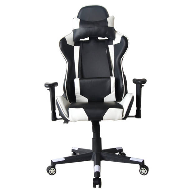 Bureaustoel racing gaming chair style uitvoering high design Thomas wit zwart