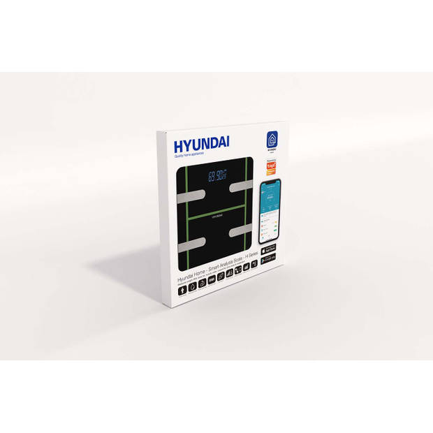 Hyundai Home - Smart digitale personenweegschaal - H Edition - Zwart met Groen