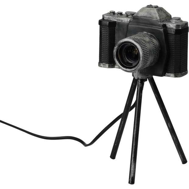 Relaxwonen - tafellamp - camera - uniek model - zwart & bruin
