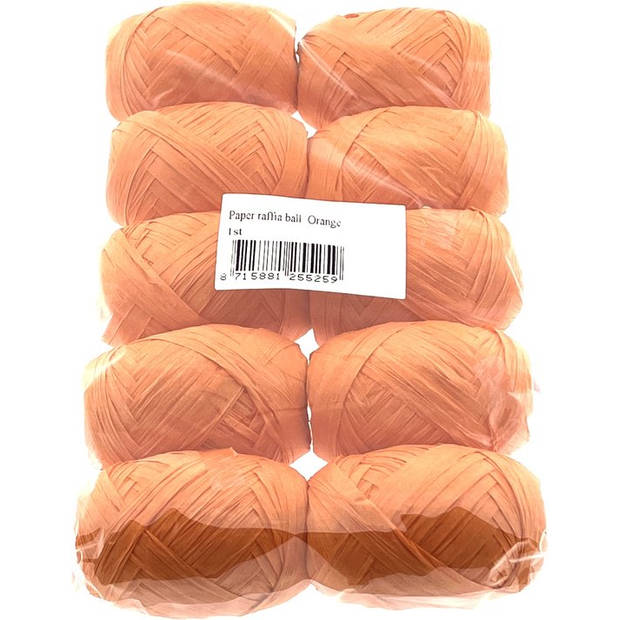 Papier Raffia 10mm x 30 mtr - zand / Zwart / Oranje - 3 x 10 Rollen