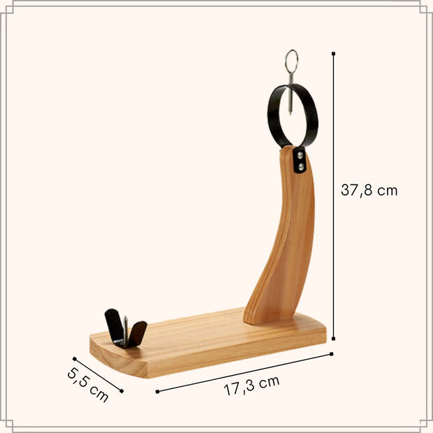 OTIX Hamhouder - Hout - 17,3x37,8x5,5cm - Metaal