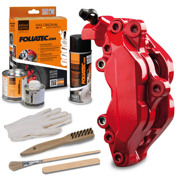 Foliatec Remklauwlakset - Racing Rosso - 3 componenten - Inclusief remmen- + velgenreiniger