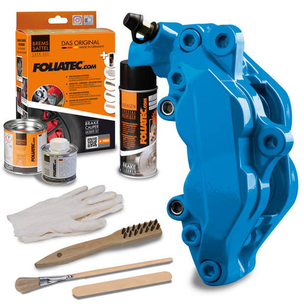 Foliatec Remklauwlakset - GT blauw - 3 Componenten - Inclusief remmen- + velgenreiniger