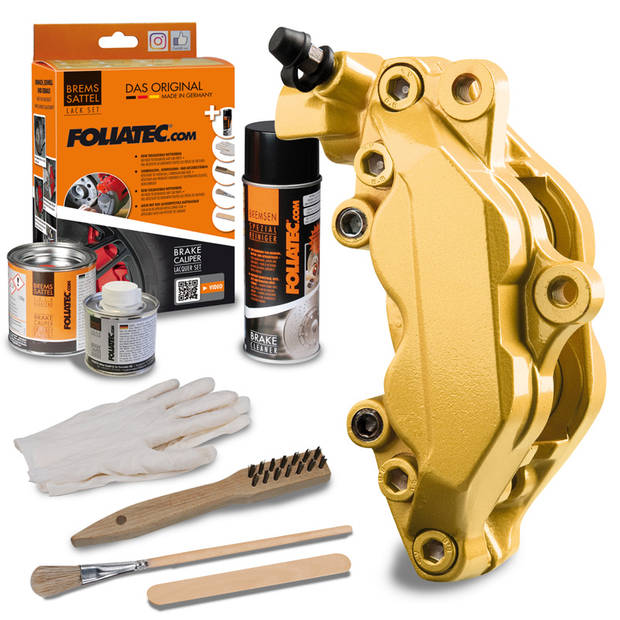Foliatec Remklauwlakset - Prestige Goud Metallic - 3 Componenten - Inclusief remmen- + velgenreiniger