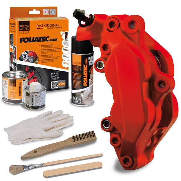 Foliatec Remklauwlakset - Racing Rosso Mat - 3 Componenten - Inclusief remmenreiniger